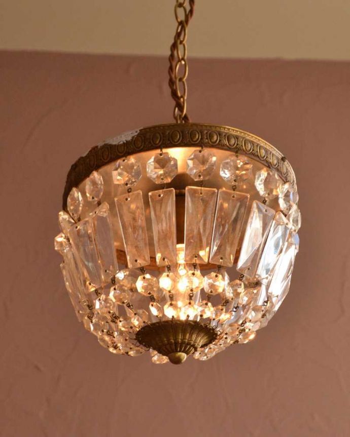 シャンデリア　照明・ライティング　フランスアンティークのプチシャンデリア(1灯)(E17シャンデリア球付)。。(h-720-z)