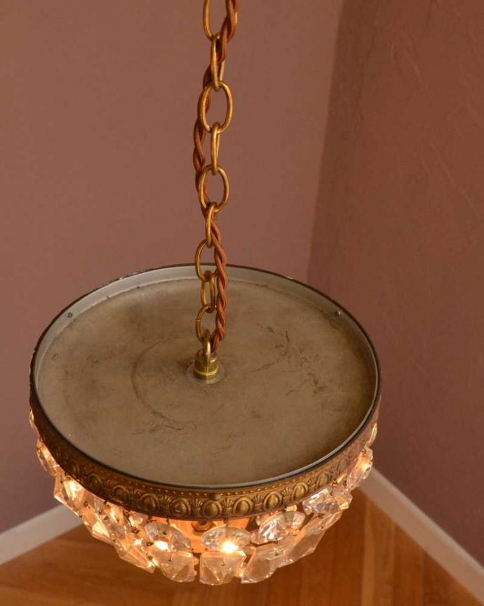 シャンデリア　照明・ライティング　フランスアンティークのプチシャンデリア(1灯)(E17シャンデリア球付)。。(h-720-z)