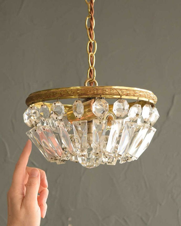 シャンデリア　照明・ライティング　フランスアンティークのプチシャンデリア(2灯)(E17丸球付) 。。(h-721-z)