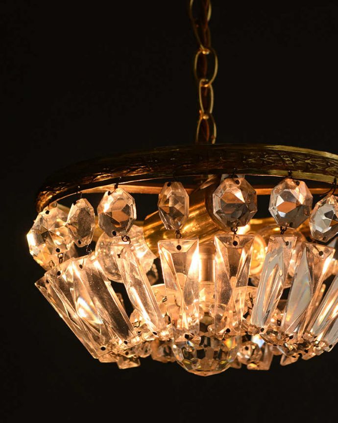 シャンデリア　照明・ライティング　フランスアンティークのプチシャンデリア(2灯)(E17丸球付) 。。(h-721-z)