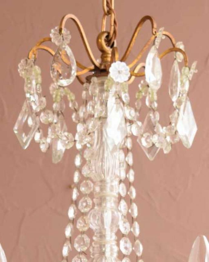 シャンデリア　照明・ライティング　フランスのアンティーク シャンデリア(5灯)（Ｅ17シャンデリア球付） 。。(h-739-z)