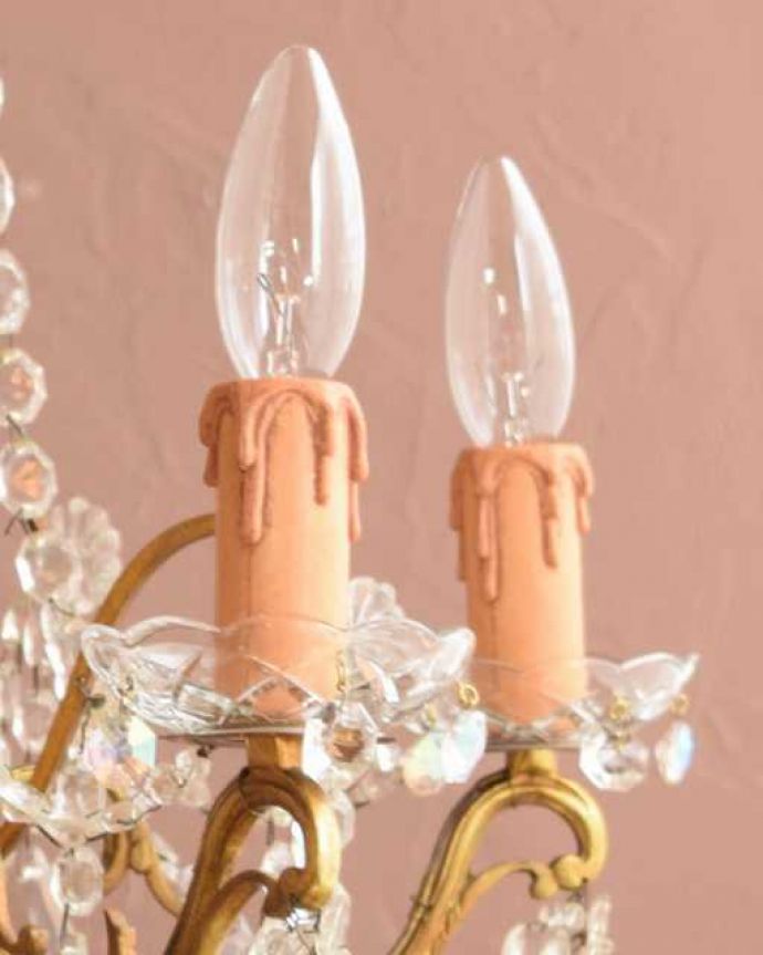 シャンデリア　照明・ライティング　フランスのアンティーク シャンデリア(5灯)（Ｅ17シャンデリア球付） 。。(h-739-z)