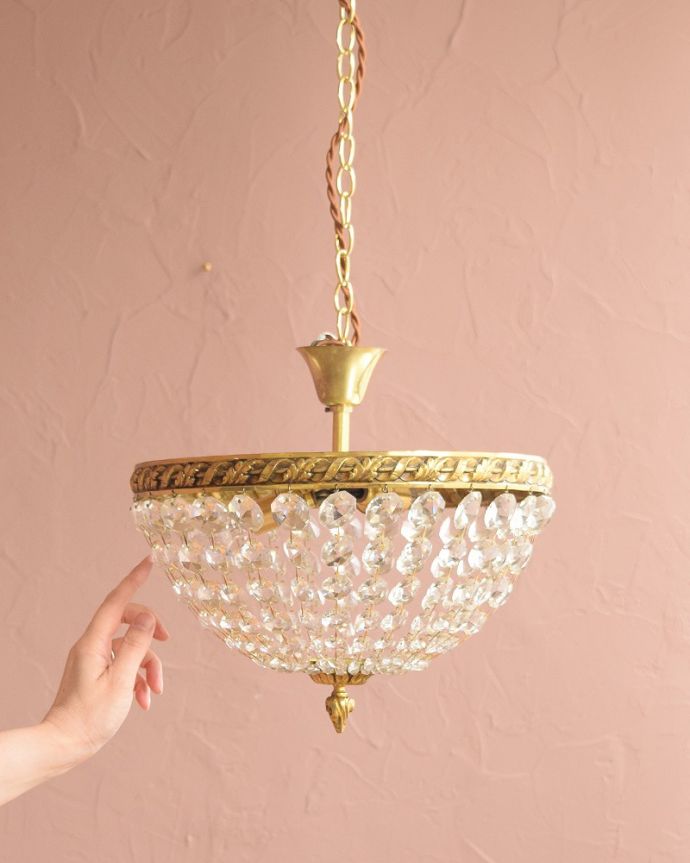 シャンデリア　照明・ライティング　フランスアンティークのプチシャンデリア(2灯)(E17丸球付) 。。(h-746-z)