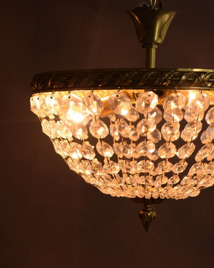 シャンデリア　照明・ライティング　フランスアンティークのプチシャンデリア(2灯)(E17丸球付) 。。(h-746-z)