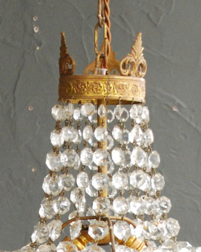 シャンデリア　照明・ライティング　フランスで見つけたアンティークのシャンデリア(2灯)(E17シャンデリア球付)。。(h-750-z)