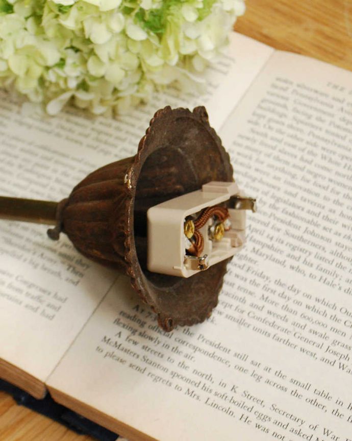 シャンデリア 照明・ライティング フランスで見つけたアンティークのシャンデリア(2灯)(E17シャンデリア球付)。引っ掛けタイプです自分でも取り付け出来る引っ掛けシーリング仕様で加工してあります。(h-750-z)