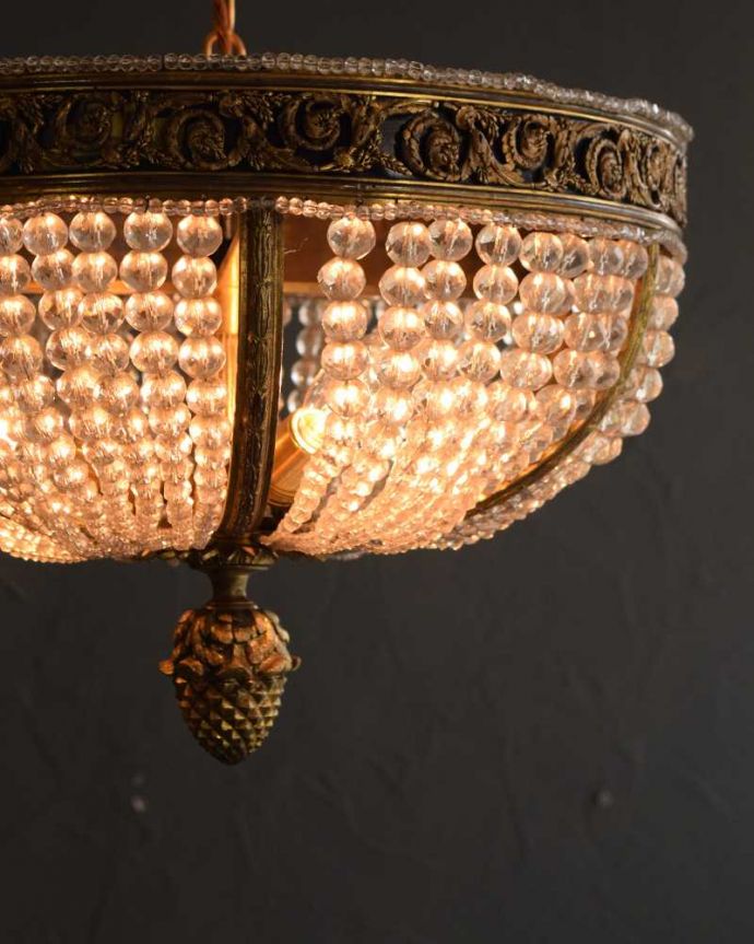 フランスで見つけた豪華なアンティークシャンデリア (3灯)（E17