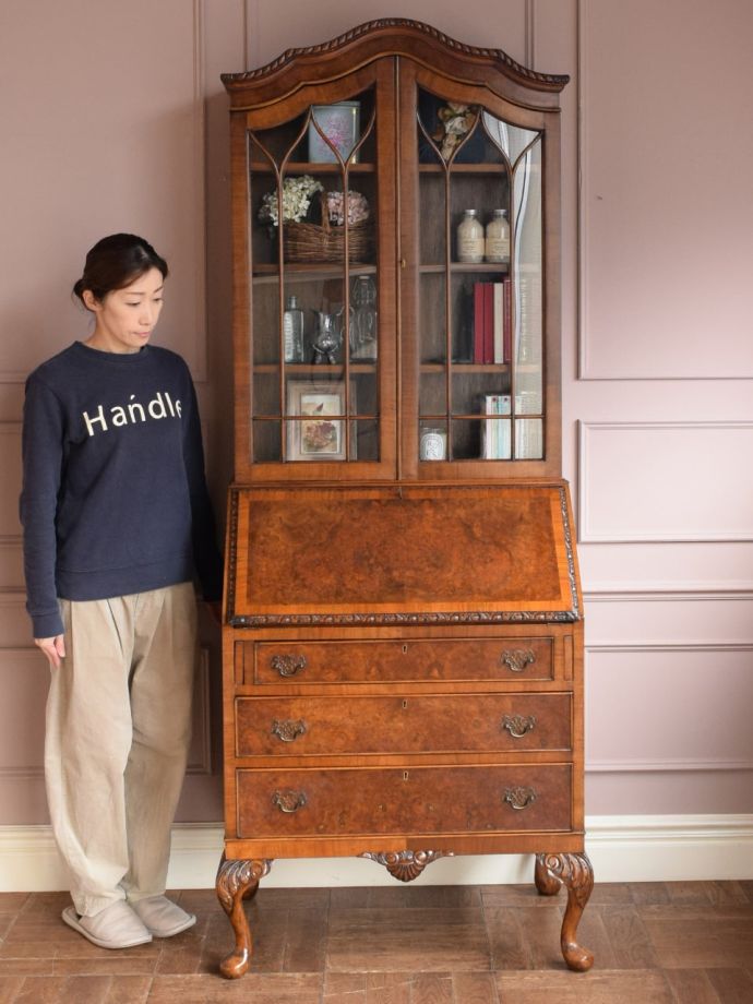 アンティークのビューローブックケース