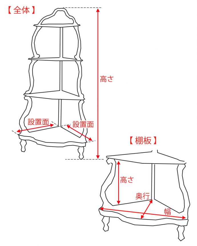 アンティークのキャビネット 【アンティーク家具商品UP用】 キャビネット/オープンシェルフ/コーナー用/ホワットノット。。(ht-02-9-1-5)
