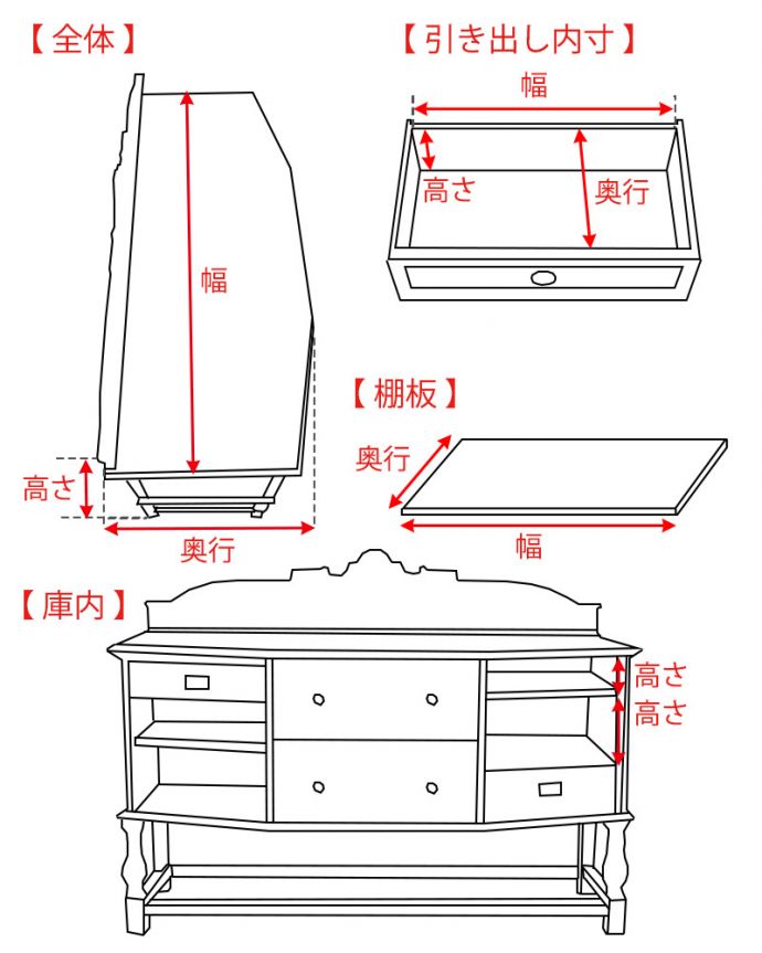 アンティークのキャビネット　アンティーク家具　重厚感たっぷりのアンティークの英国家具、彫刻が美しいサイドボード。。(q-1730-f)