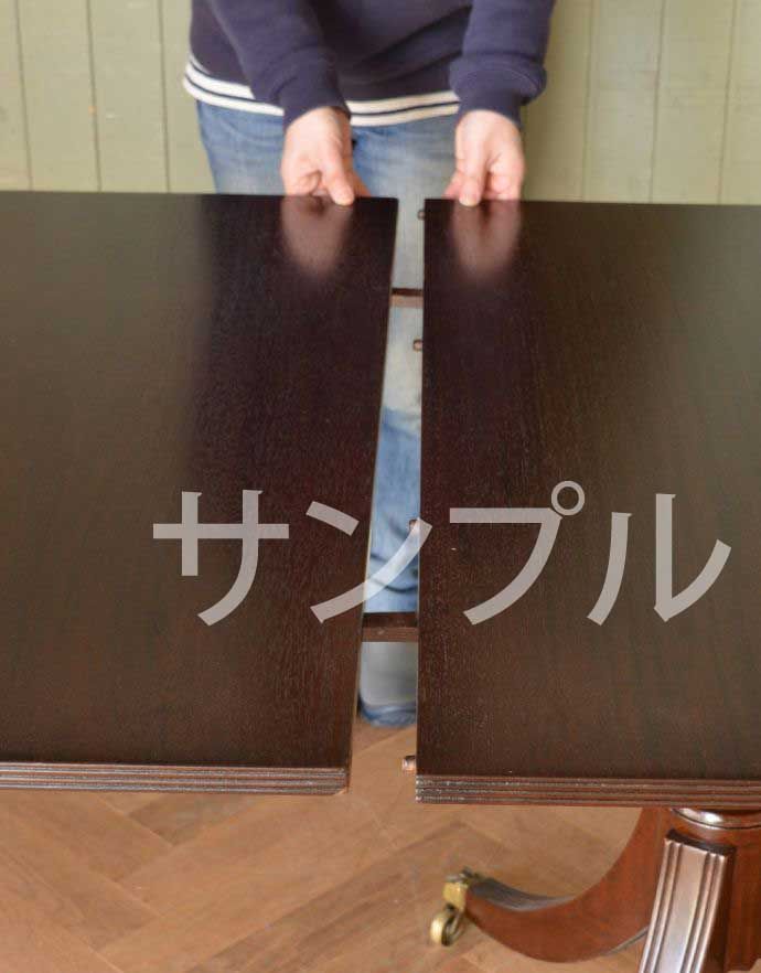 アンティークのテーブル アンティーク家具 アンティーク テーブル。あっという間にサイズ変更OK!天板の真ん中に天板を足すだけ。(k-2420-f)