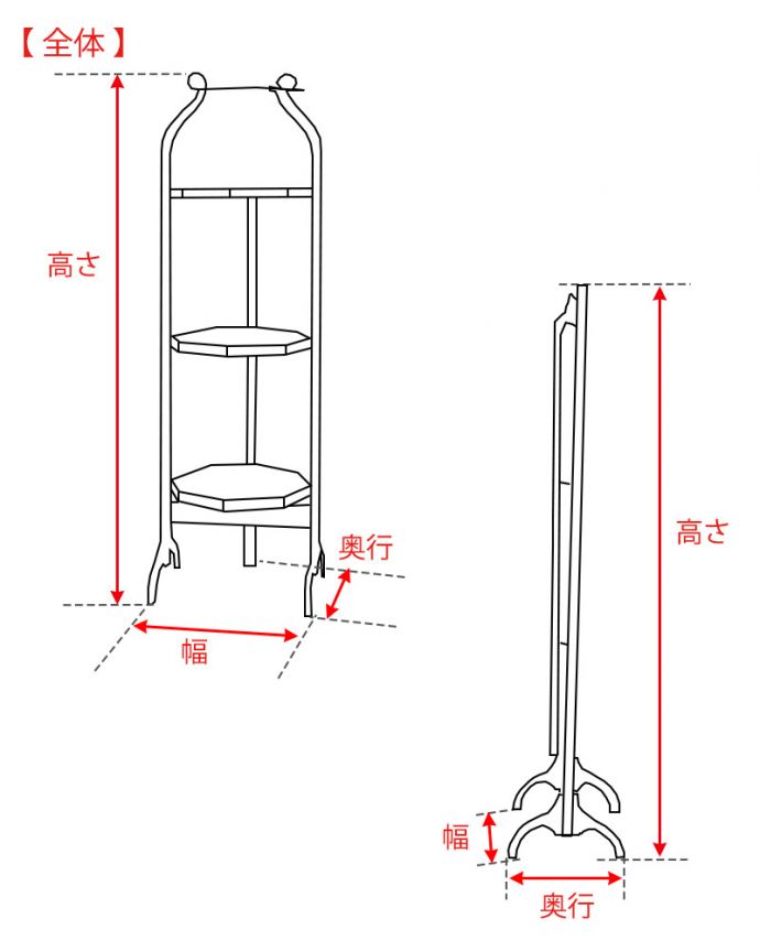 プランツスタンド・ケーキスタンド アンティーク家具 ケーキスタンド サイズ表(q-2306-f)