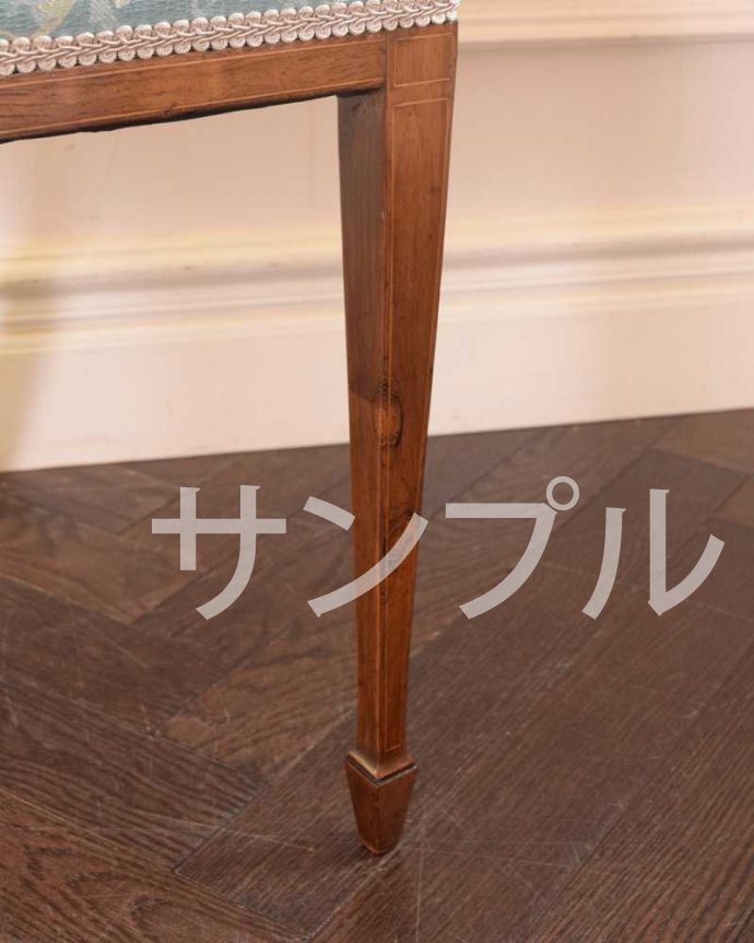 サロンチェア アンティーク チェア アンティーク インレイドチェアー(座面張り替え後にお届け)。床を滑らせて移動出来ますHandleではアンティークチェアの脚の裏にフェルトキーパーをお付けしています。(k-1590-c)