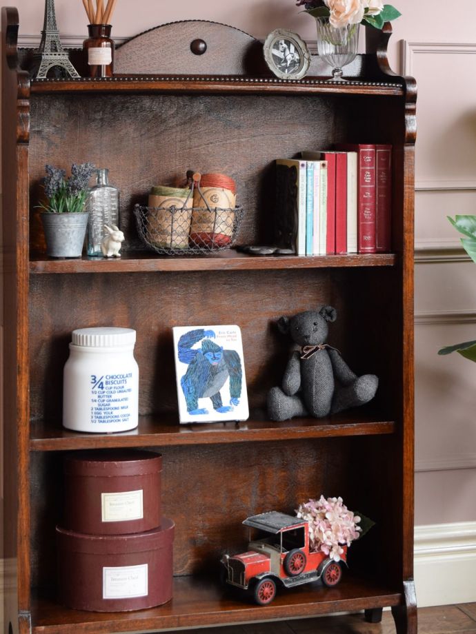 イギリス ビンテージ 家具 ブックシェルフ ブックケース 本棚 英国 6064e イギリスから届いたおしゃれな本棚、オーク材のアンティークブック