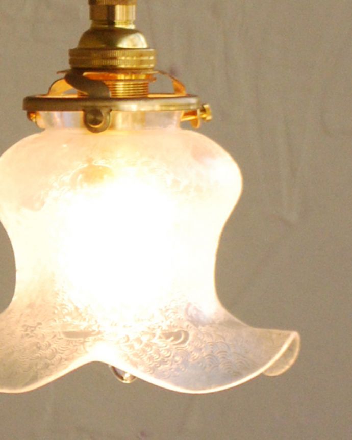 ペンダントライト　照明・ライティング　フランス輸入のアンティーク　ランプシェード（コード・シャンデリア球・ギャラリーA付き）。。(j-150-z)