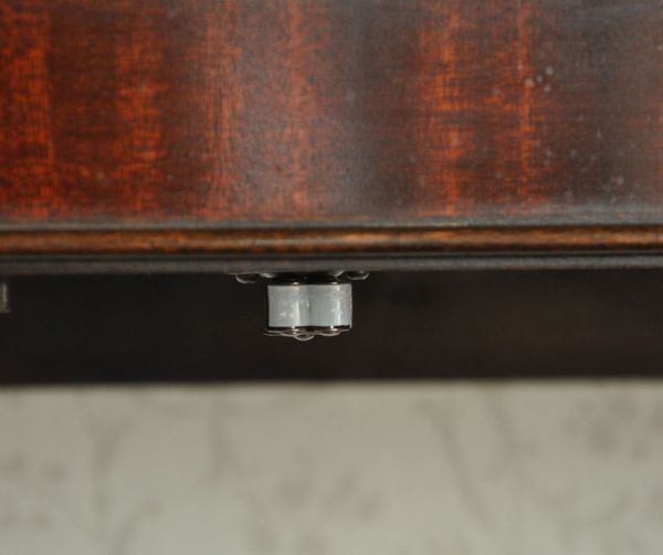 アンティークのキャビネット　アンティーク家具　シノワズリデザインの英国アンティーク家具、ガラスキャビネット（ショーケース）。扉にはローラーキャッチャーが付いているので、開け閉めがスムーズです。(j-1520-f)