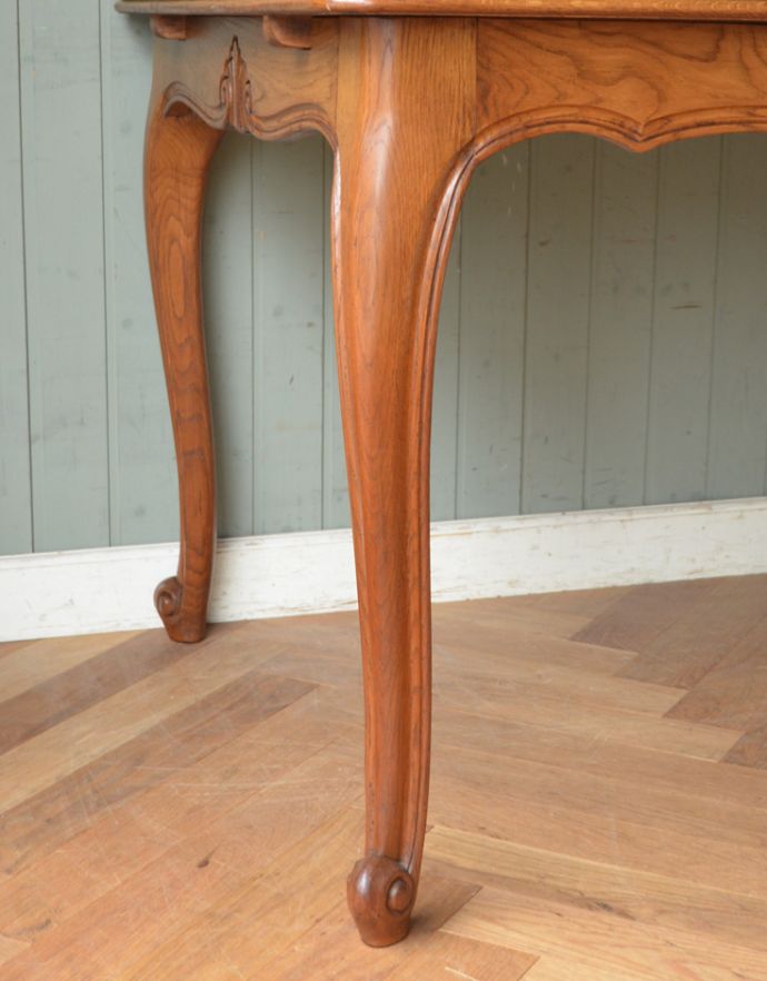 ロイドテーブル　アンティーク家具　アンティークのダイニングテーブル、フランスのドローリーフテーブル（伸張式）。キチンとお直ししました。(j-1671-f)