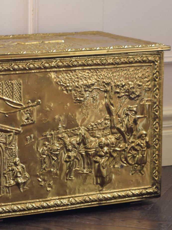 アンティークの真鍮の箱、イギリスで見つけたブラスボックス(j-195-z