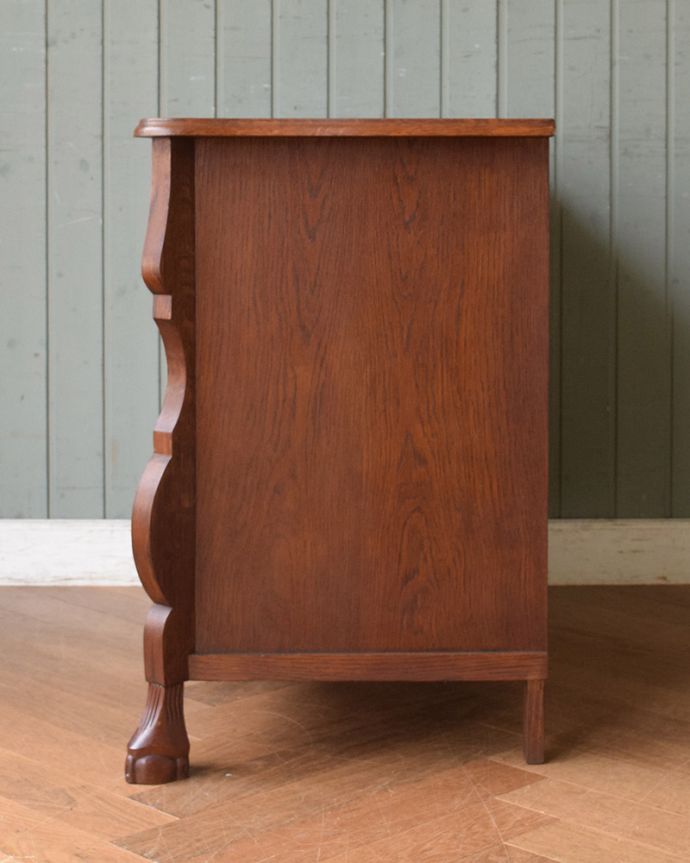 アンティークのチェスト　アンティーク家具　南フランススタイルのアンティーク家具、フラップ扉付のチェスト＆シェルフ（コモード） 。横から見るとこんな感じ。(j-1952-f)