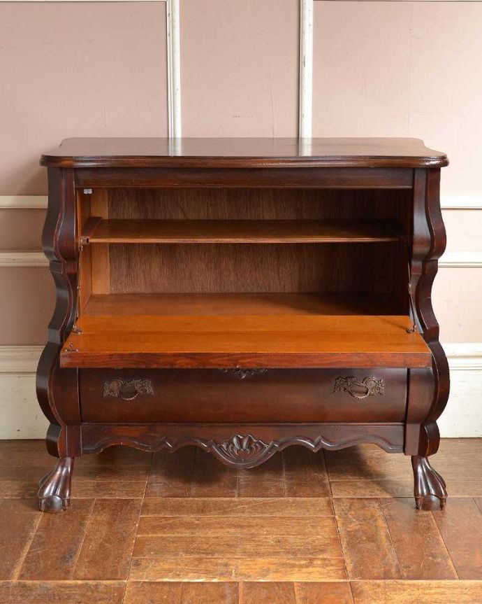 アンティークのチェスト　アンティーク家具　ウォルナット材のチェスト（コモード）、高級感溢れるアンティーク家具。。(j-2080-f)