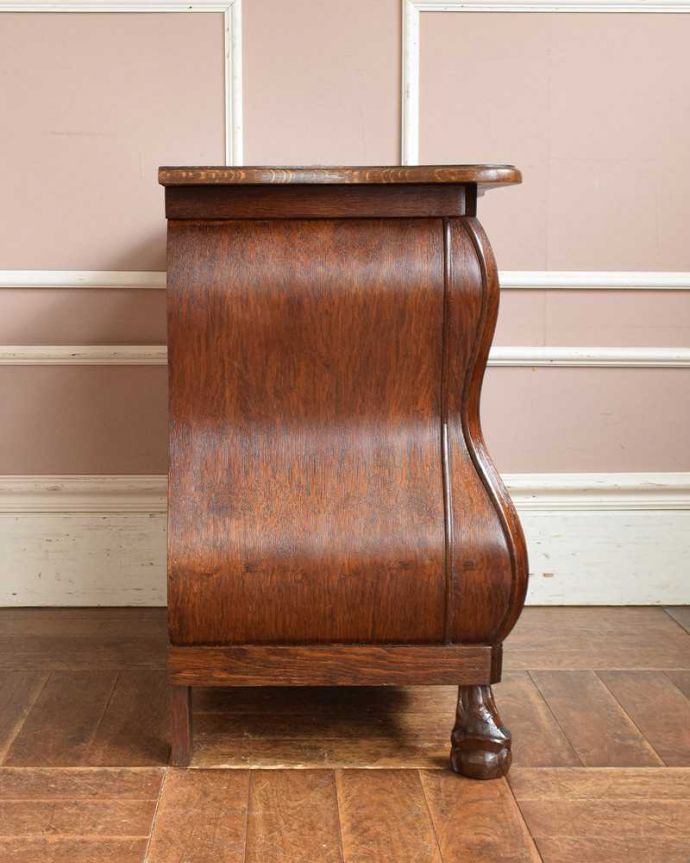 アンティークのチェスト　アンティーク家具　南仏プロヴァンスのアンティーク家具、大人色のアンティークチェスト（コモード）。横から見てもステキ横から見るとこんな感じ。(j-2149-f)