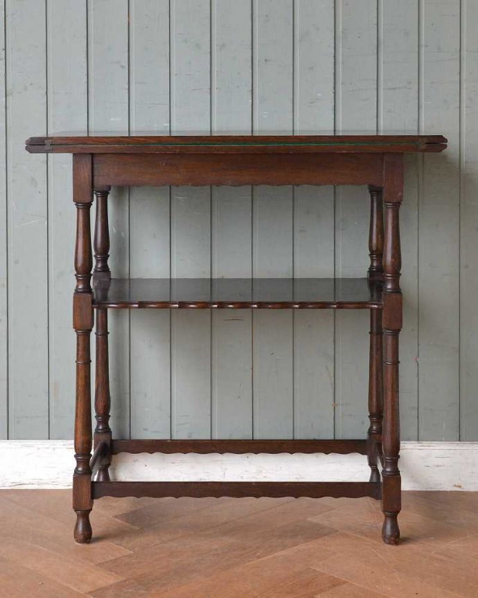 アンティークのテーブル　アンティーク家具　２ＷＡＹで楽しめるアンティーク家具、色んな使い方ができるゲームテーブル。後ろ姿にも自信があります。(j-2205-f)