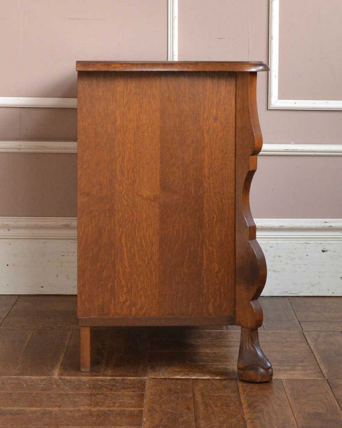 アンティークのチェスト　アンティーク家具　南フランススタイルのアンティーク家具、大活躍してくれる小ぶりな３段チェスト（コモード）。横から見てもステキ横から見るとこんな感じ。(j-2212-f)