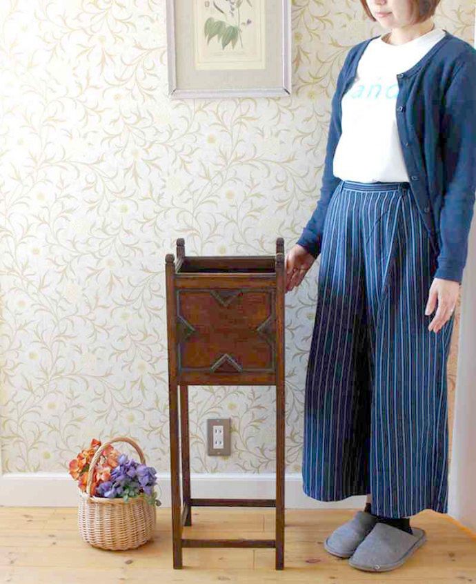 プランツスタンド・ケーキスタンド アンティーク家具 英国から届いた小さなアンティーク家具、かっこいいプランツスタンド。スラッと背が高く美しいプランツスタンドアンティーク家具の中でもさらに贅沢なアンティーク。(j-2497-f)