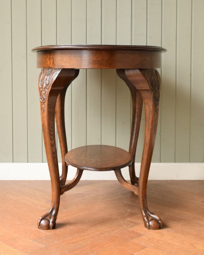 アンティークのテーブル アンティーク家具 フランスのアンティーク家具、装飾の美しいオケージョナルテーブル。クルッと回転。(j-2625-f)