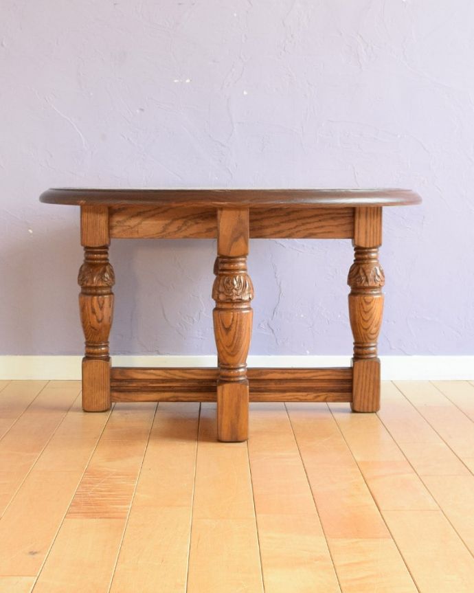 アンティークのテーブル アンティーク家具 オケージョナルテーブル。横から見た姿もステキ横から見るとこんな感じです。(j-2630-f)