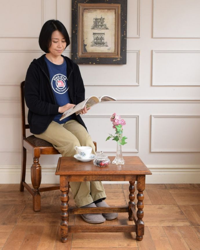 英国のアンティークテーブル、気軽に使えるコーヒーテーブル(j-2682-f