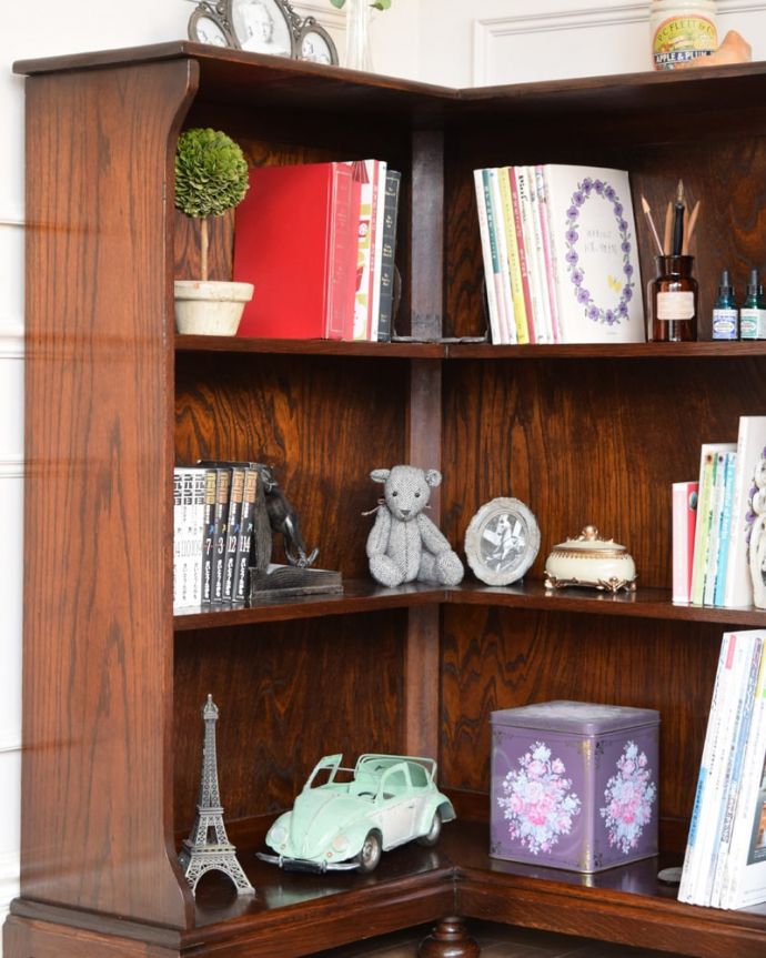 アンティークのキャビネット アンティーク家具 ブックシェルフ たっぷり収納できるだけじゃないんです。(j-2702-f)