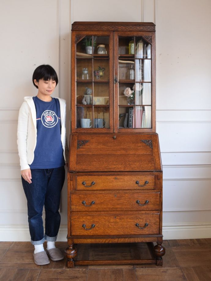 アンティークのビューローブックケース