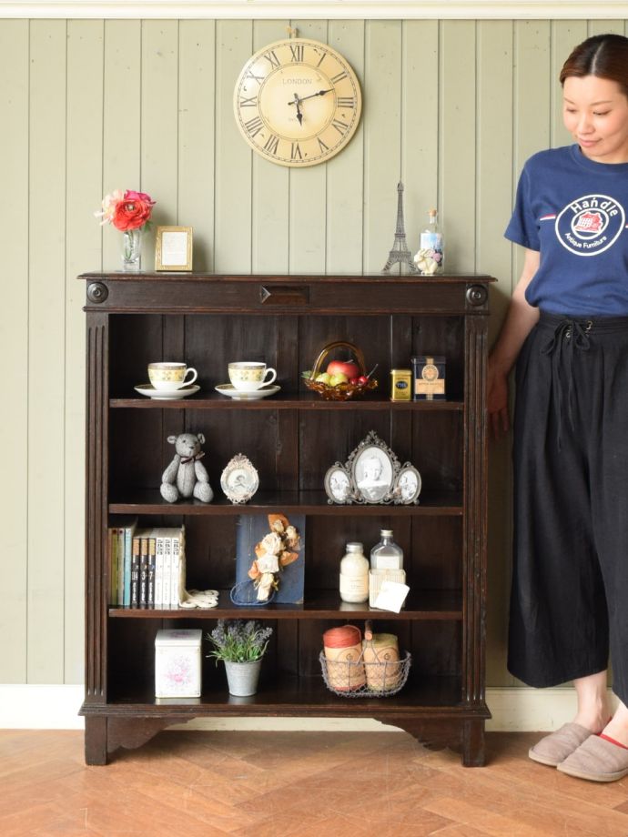 アンティークのおしゃれなブックシェルフ、オーク材のカッコいい