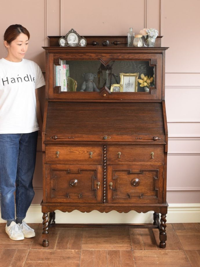 アンティークのビューローブックケース