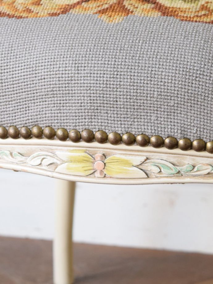 アンティークチェア・椅子　プチポワンアームチェア　(j-687-c)