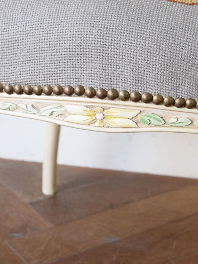 パーソナルチェア　アンティークチェア・椅子　プチポワンアームチェア　(j-688-c)