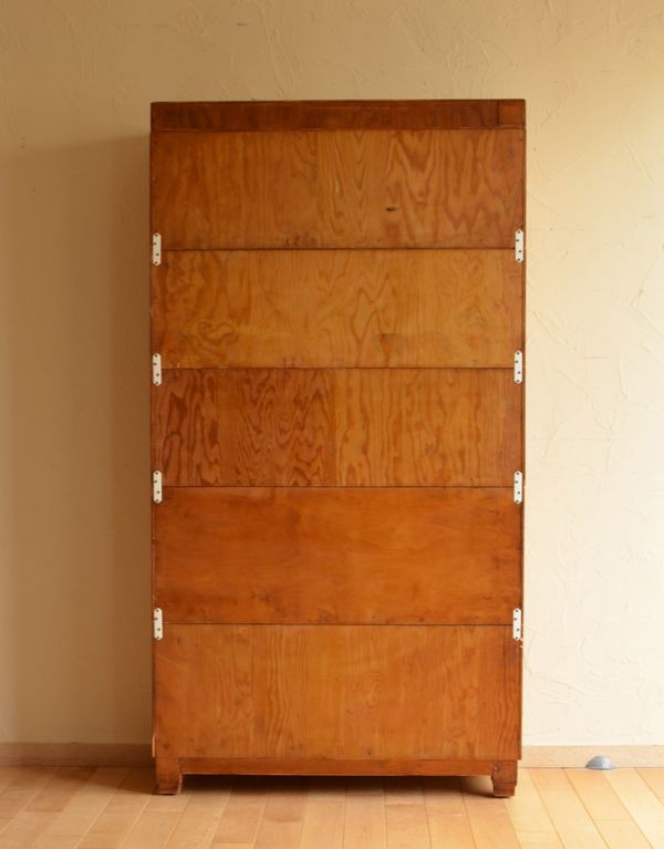 アンティークのキャビネット アンティーク家具 アンティークの英国家具、ナチュラルな茶色のスタッキングブックケース。しっかりメンテナンスしてあるので、裏側もキレイな状態です。(k-1105-f)