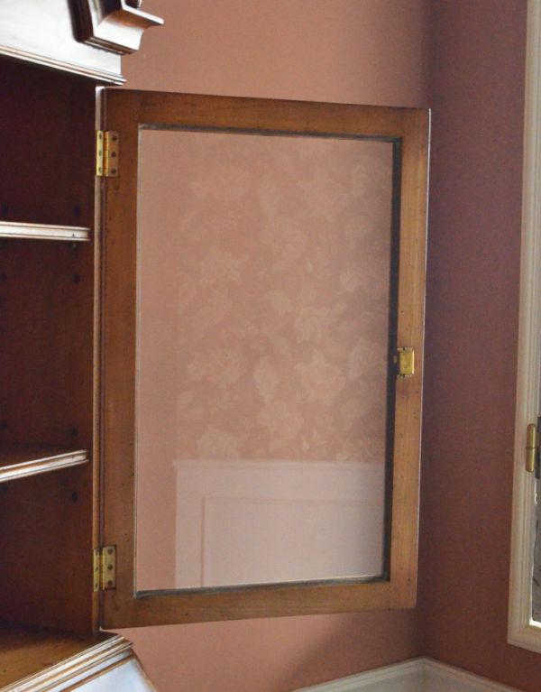 ビューロー アンティーク家具 鍵付きのアンティーク家具、英国のビューローブックケース(本棚とデスク)。透明な大きなガラスです。(k-1131-f)