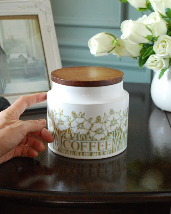 Hornsea（ホーンジー）　アンティーク雑貨　ホーンジー社（フルール）のビンテージキャニスター（COFFEE）　たっぷり入るサイズ英国らしくたっぷりサイズ。(k-1142-z)