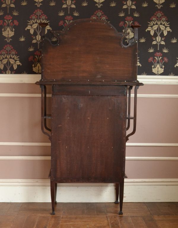 アンティークのキャビネット アンティーク家具 ミラーが美しいアンティーク家具、豪華なペディスタルキャビネット(飾り棚)。キチンとメンテナンスしてあるので、裏側もキレイです。(k-1254k-f)