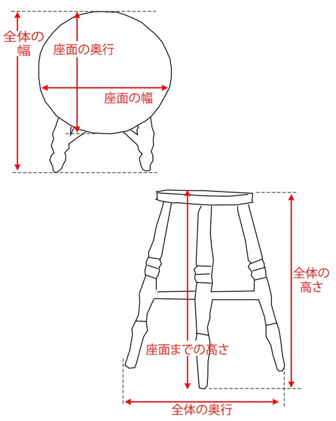 板座面 アンティーク チェア 座面に持ち手が付いた、ナチュラルなアンティークのスツール。。(k-1316-c)