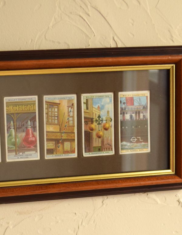 アンティーク雑貨　イギリスのアンティーク雑貨、コレクターズアイテムのシガレットカード（アートフレーム）。アンティークのため、多少の欠け・傷がある場合がありますが、使用上問題はありませんので、ご了承下さい。(k-1428-z)