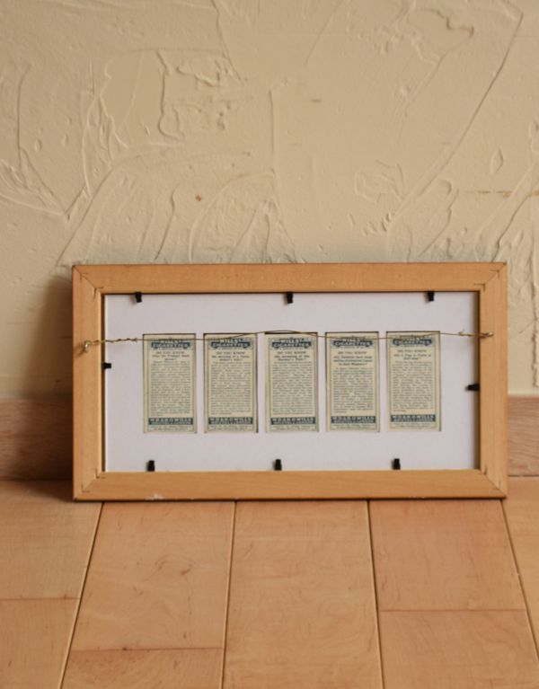 アンティーク雑貨　イギリスのアンティーク雑貨、コレクターズアイテムのシガレットカード（アートフレーム）。壁に掛ける金具が付いています。(k-1428-z)