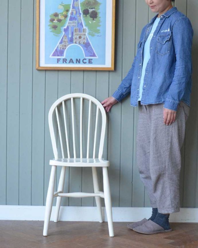 アーコールチェア　アンティーク チェア　アーコールのフープバックチェア（6本・ペイント）。曲げ木の技術が活かされたアーコールアーコールらしく曲げ木の技術が活かされたアーコールチェア。(k-1637-c)