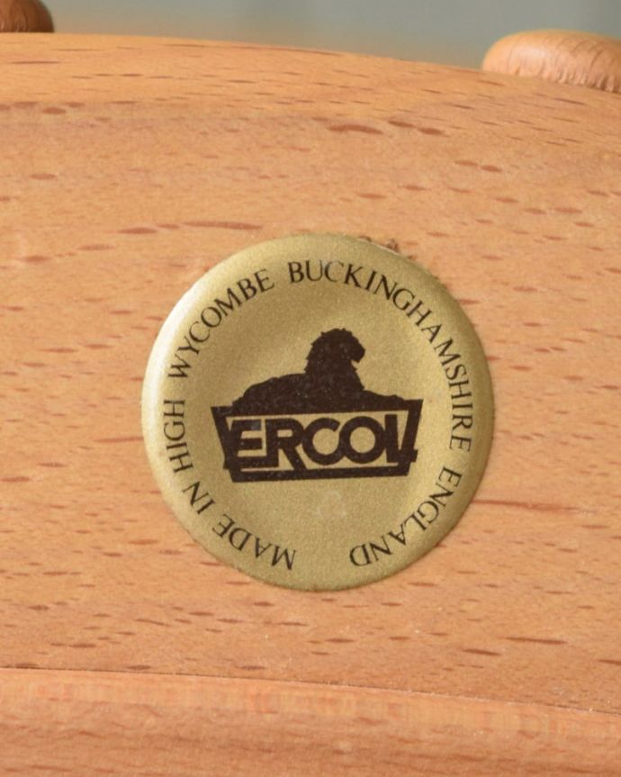 アーム付きチェア　アンティークチェア・椅子　アーコールチェアUP用(ラウンジチェア/クッション付)　アーコールの証を発見！アンティークのため破れている場合もありますが、アーコールのタグが残っていました。(k-1738-c)