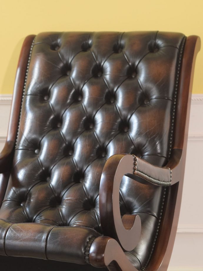 チェスターフィールドのロッキングチェア、英国のアンティーク椅子(k