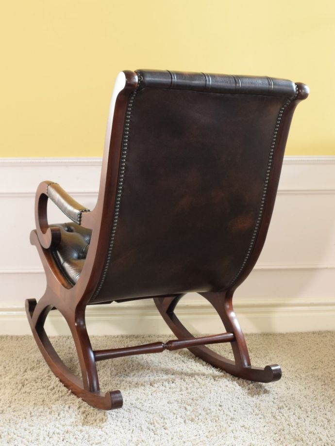 チェスターフィールドのロッキングチェア、英国のアンティーク椅子(k