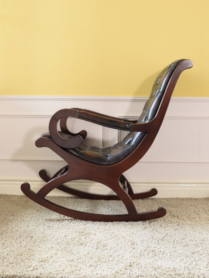 チェスターフィールドのロッキングチェア、英国のアンティーク椅子(k