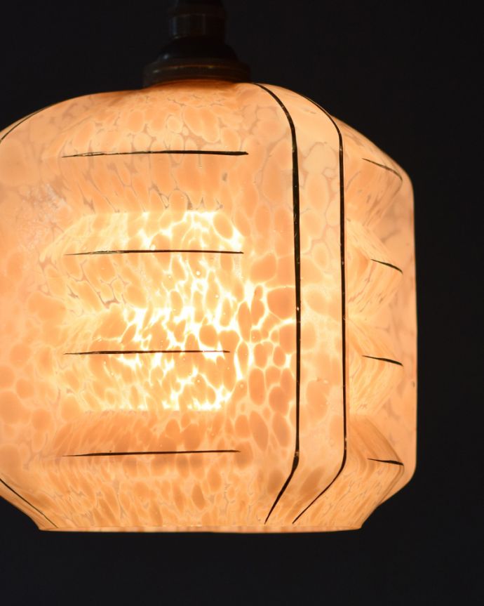 ペンダントライト　照明・ライティング　マーブル模様のアンティークペンダントライト（コード・シャンデリア電球・ギャラリーなし）。。(k-1916-z)